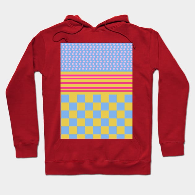 Polka Dots Stripes Checker Pastel Colors Patchwork Hoodie by oknoki